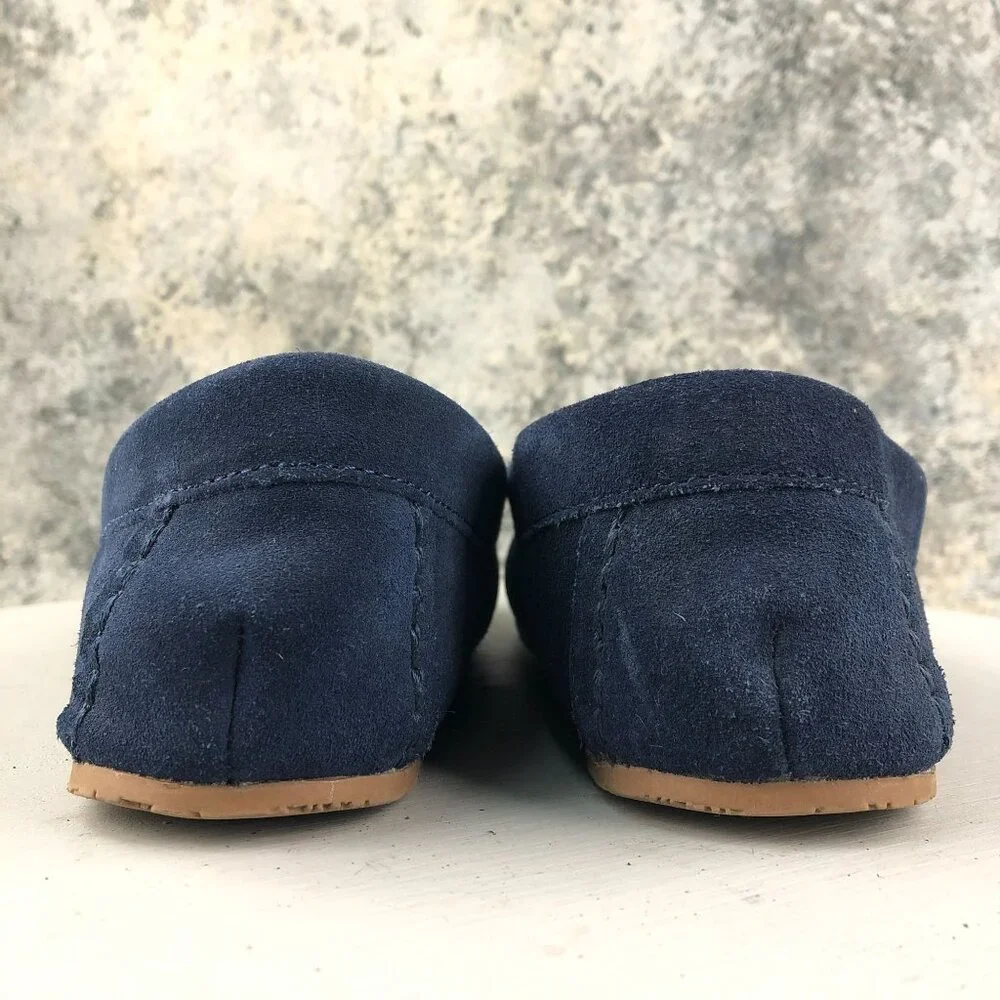 Lands' End Youth** Size 7M Dark Blue Suede Closed Toe Moccasin Slip On Slippers